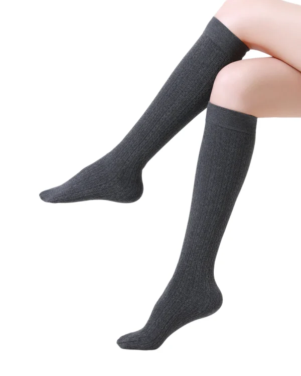 Product_Anti-Slip Cotton Cable Knit Calf Socks_variant_Dark Gray