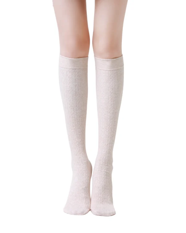 Product_Anti-Slip Cotton Cable Knit Calf Socks_variant_White